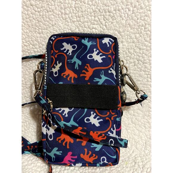 BAO BAO HUI Crossbody 7x4 Navy w/ Red & Blue Dinosaurs  Purse Wallet Travel Bag - Picture 3 of 7